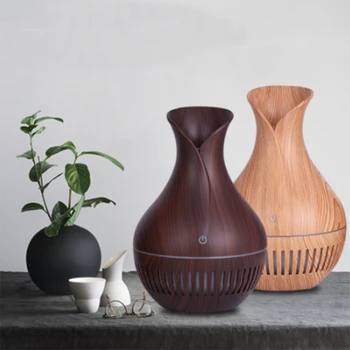 

130Ml Air Humidifier Ultrasonic Usb Electric Aroma Essential Oil Diffuser Wood Grain Mist Maker Led Light for Home