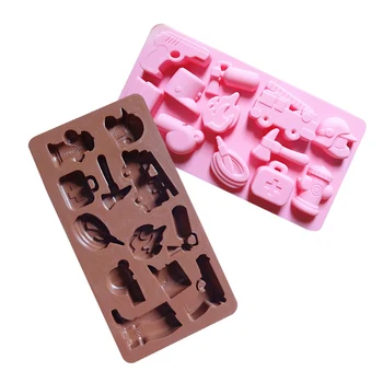 

1Pc Chocolate Silicone Mold Cake Tools Fondant Bakeware Kitchen Handmade Mold Students DIY Tools Police Fire Safety Fire Shape