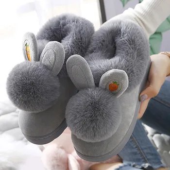 

Women Slippers Indoor Home Winter Female Shoes Fur Plush Rabbit Cotton Shoes Ladies Soft Comfort Plus Size Footwear Slippers