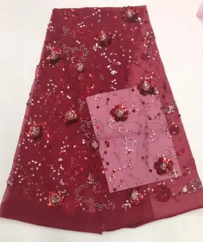 

newest muti color sequin Modern design French net lace fabric African sequins lace embroidery tulle lace fabric for party dress