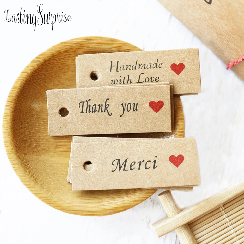 100 шт. подвесные ярлыки из крафт бумаги Thank You With Love|Украшения своими руками для