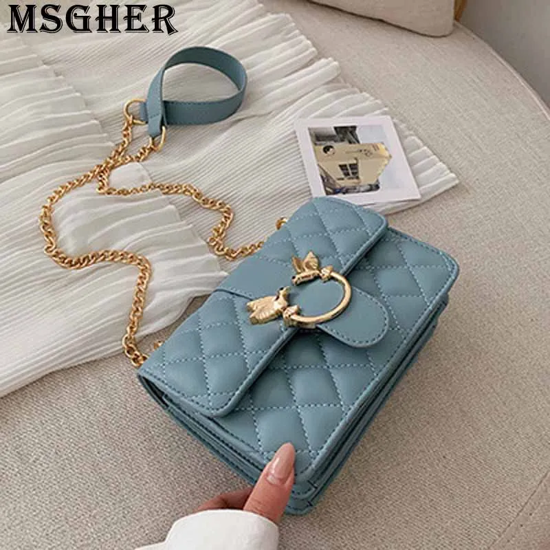 

MSGHER Diamond-shaped Flap Women Bag Summer Delicate Circular Lock New French Style Joker Shoulder Crossbody Lady Bag WB2801