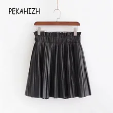 Сексуальные эластичные женские плиссированные юбки с высокой талией винтажная черная кожаная юбка из pu искусственного меха уличная Женская мини-юбка faldas mujer