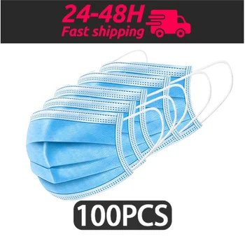 

100pcs CE / FDA certificates Anti-Pollution Filter Safety Dust Mask Disposable Protect 3-Ply Earloop Non Woven Mouth Protective