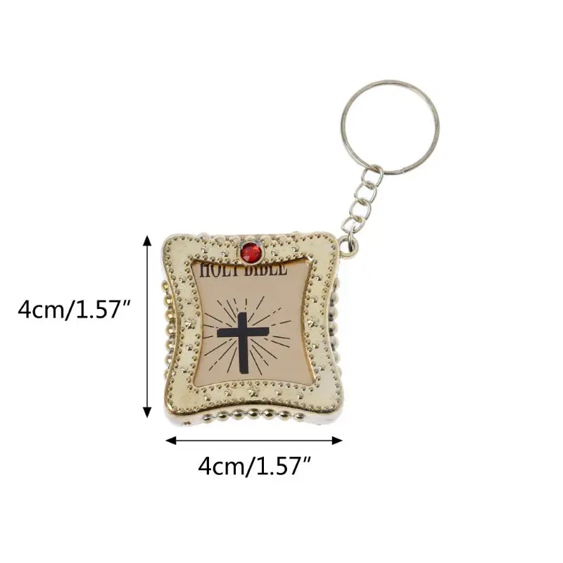 

Mini English HOLY BIBLE Keychain Religious Christian Jesus Cross Keyrings Gift