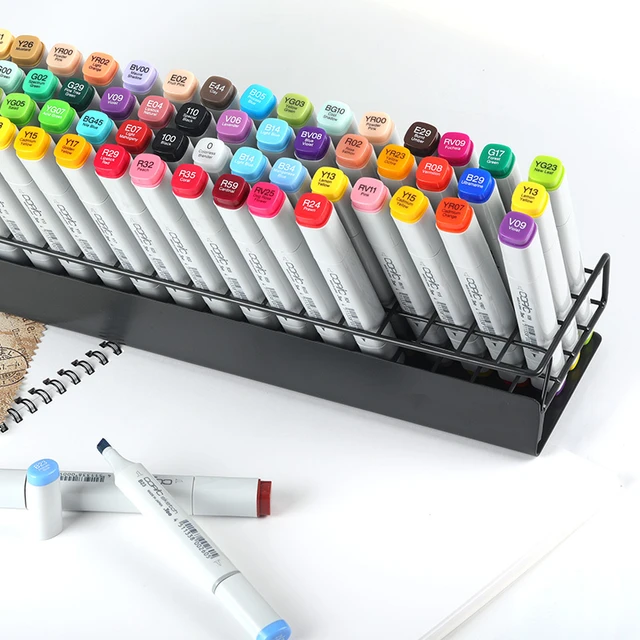Angled STUDIO Colored Marker Storage Pencil Holder, Wood Desk
