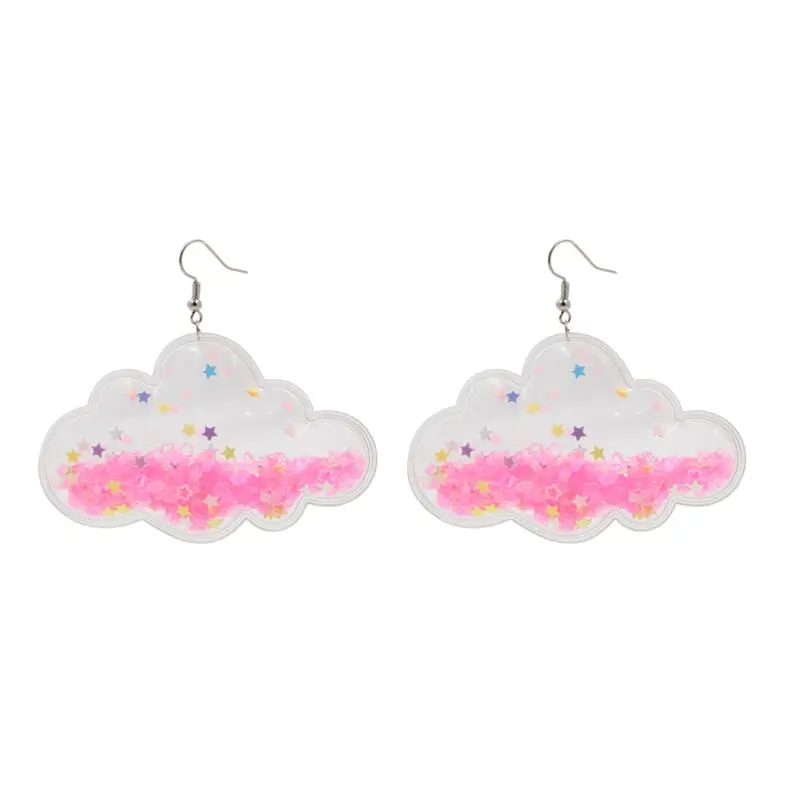 

2020 New Romantic Pink Stars Clouds Acrylic Dangle Drop Earrings For Women Sweet Jewelry