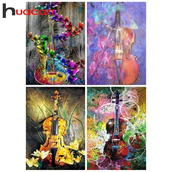 

Huacan Diamond Painting Full Drill Violin Mosaic Cross Stitch Farmhouse Home Decor Embroidery Musical Instrument Diamond Art