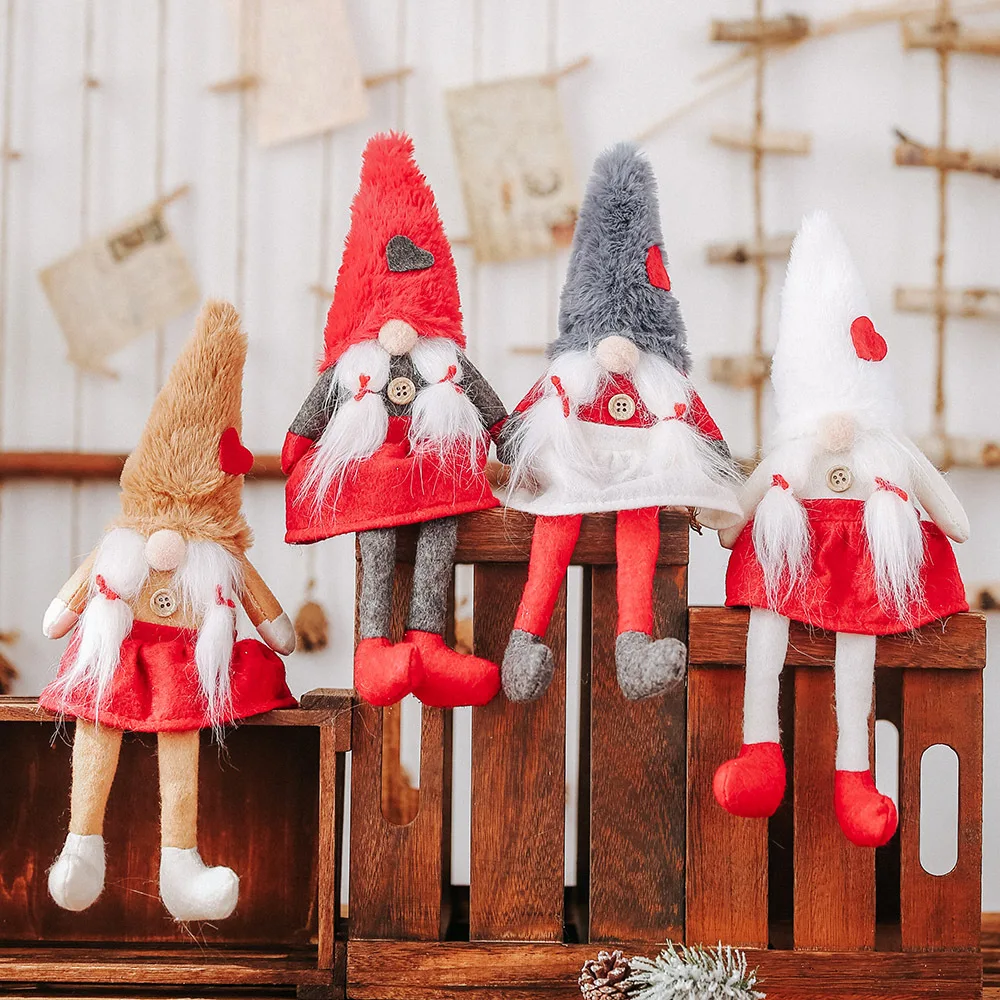 

Long-legged Christmas Beard Santa Claus Dolls Sitting Navidad 2019 Christmas Decorations for Home Tree Ornaments Kids Gifts Toy
