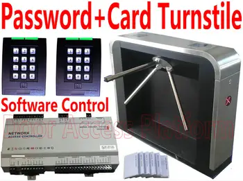 

Password/Code+EM Card Enter+Exit to Tripod Turnstile Gate Access Gate Reader IP Network Access Controller Turnstile Security kit