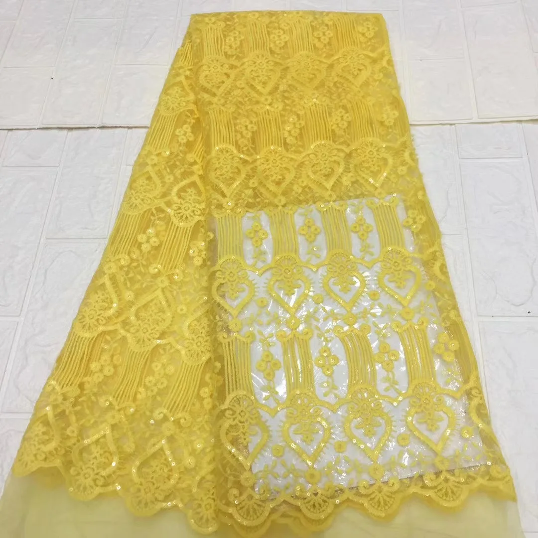 

Nigeria Sequined Lace Fabric 2020 High Quality Lace African Mesh Fabric Wedding French Tulle Lace Fabric for Women D44011