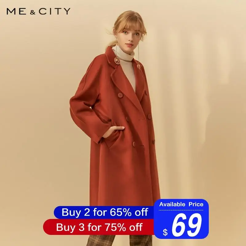Me& city, Женское пальто из чистой шерсти, верхняя одежда, зимняя одежда, офисное Женское пальто, модное, теплое, тонкое, элегантное пальто