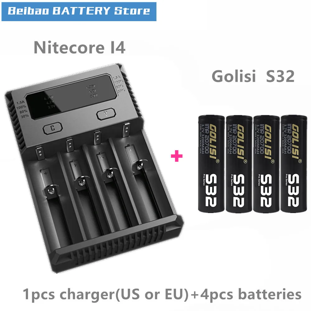 GOLISI S32 IMR 20700 батарея 3200 мАч аккумуляторная батарея для VAPE с Golisi I4 умное зарядное устройство ЖК-дисплей 2A Быстрая зарядка - Цвет: Белый