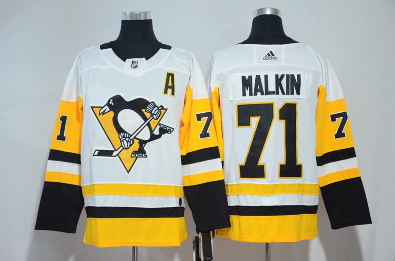 Мужские взрослые Джерси Питтсбург Evgeni Malkin 71 Kris Letang 58 87 Sidney Crosby - Цвет: Синий