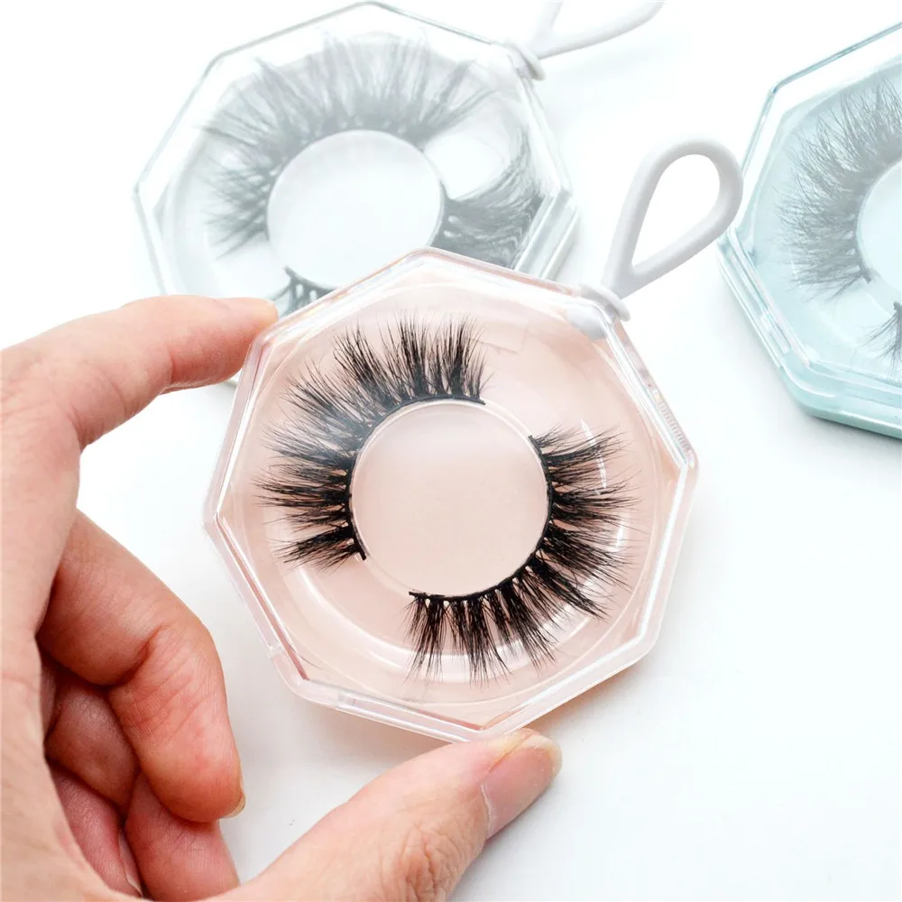 

1pcs False Eyelash Packaging Box Acrylic Polygonal Keychain Lash Boxes Empty Lash Package Case With Tray Makeup Eyelash Storage