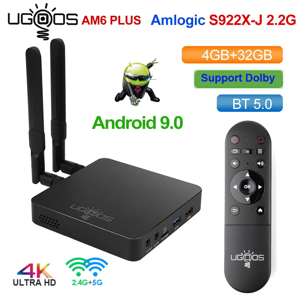 US $129.06 UGOOS AM6 Plus Amlogic S922XJ 22GHZ TV BOX Android 90 4GB DDR4 32GB Smart TV BOX AM6 Pro S922X WiFi 1000M Set Top Box 2G 16G