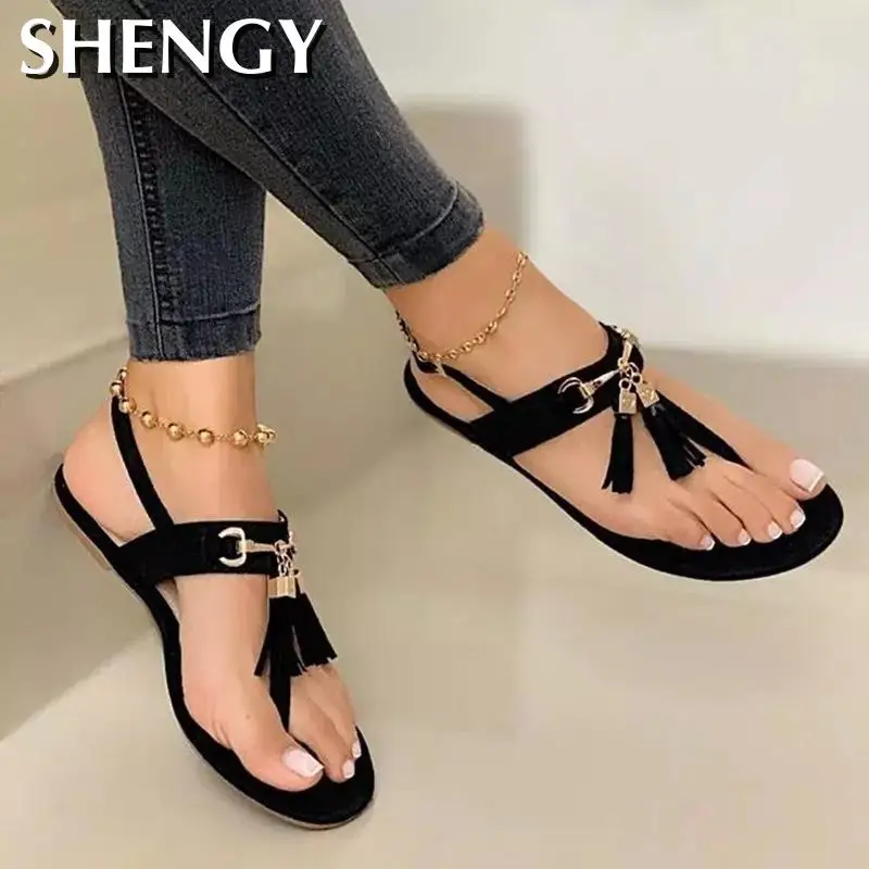 2020 Tassel Sandals Women Summer Beach Shoes Clip-toe Fringe Roman Sandals  Women Casual Shoes Ladies Flats Plus Size 35-43 - Women's Sandals -  AliExpress