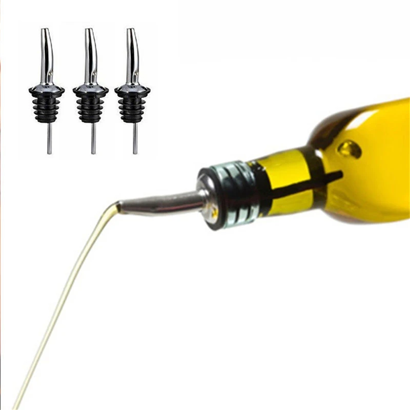 3Pcs Hot Liquor Spirit Pourer Stainless Steel Free Flow Wine Bottle Pour Spout Stopper Bar Supplies
