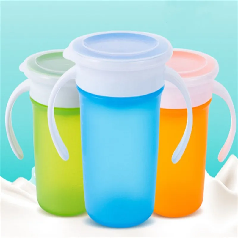 

Baby Learning Drinking Cup With Double Handle Flip Lid Leakproof Magic Infants Water Bottle Training