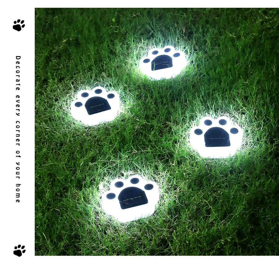 Solar Decorative Paw Print Garden Lights Waterproof Outdoor Solar Lamp For Home and Garden Walkway Lighting Gift for Pet Lover