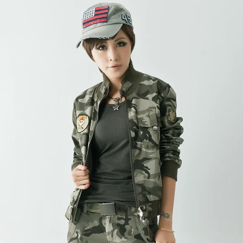 

Camouflage Jacket for Women, Military Uniform, Army Fan, Long-Sleeved, Outdoor Clothing, Casual, New, Autumn, W874