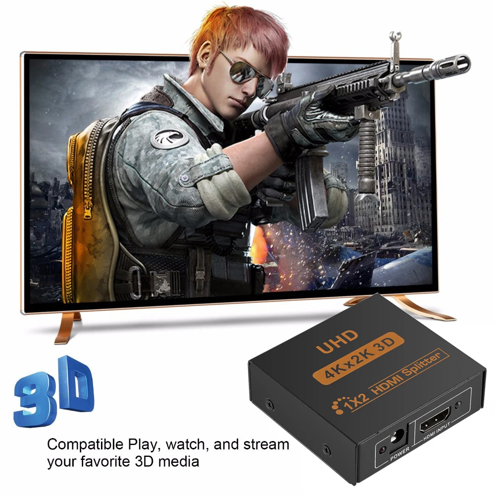 Kebidu 4K HDMI сплиттер Full HD 1080p видео HDMI переключатель 1X2 1X4 усилитель HDMI двойной дисплей для PS3 Xbox HDTV DVD