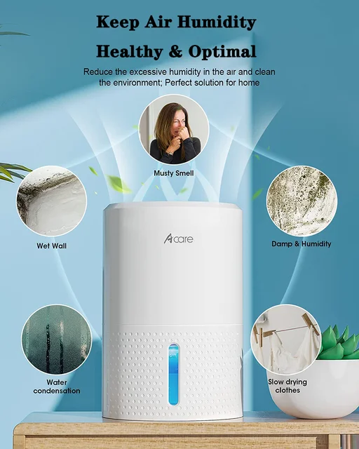 Acare Dehumidifier Moisture Absorbers Air Dryer with 900ml Water Tank Quiet Air Dehumidifier for Home Basement Bathroom Wardrobe 2