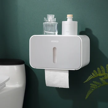

Tissue Box Plastic Toilet Napkin Holder Adhesive Bathroom Hanger Kitchen Home Toilet Roll Holder For Napkins Tissue Holder White