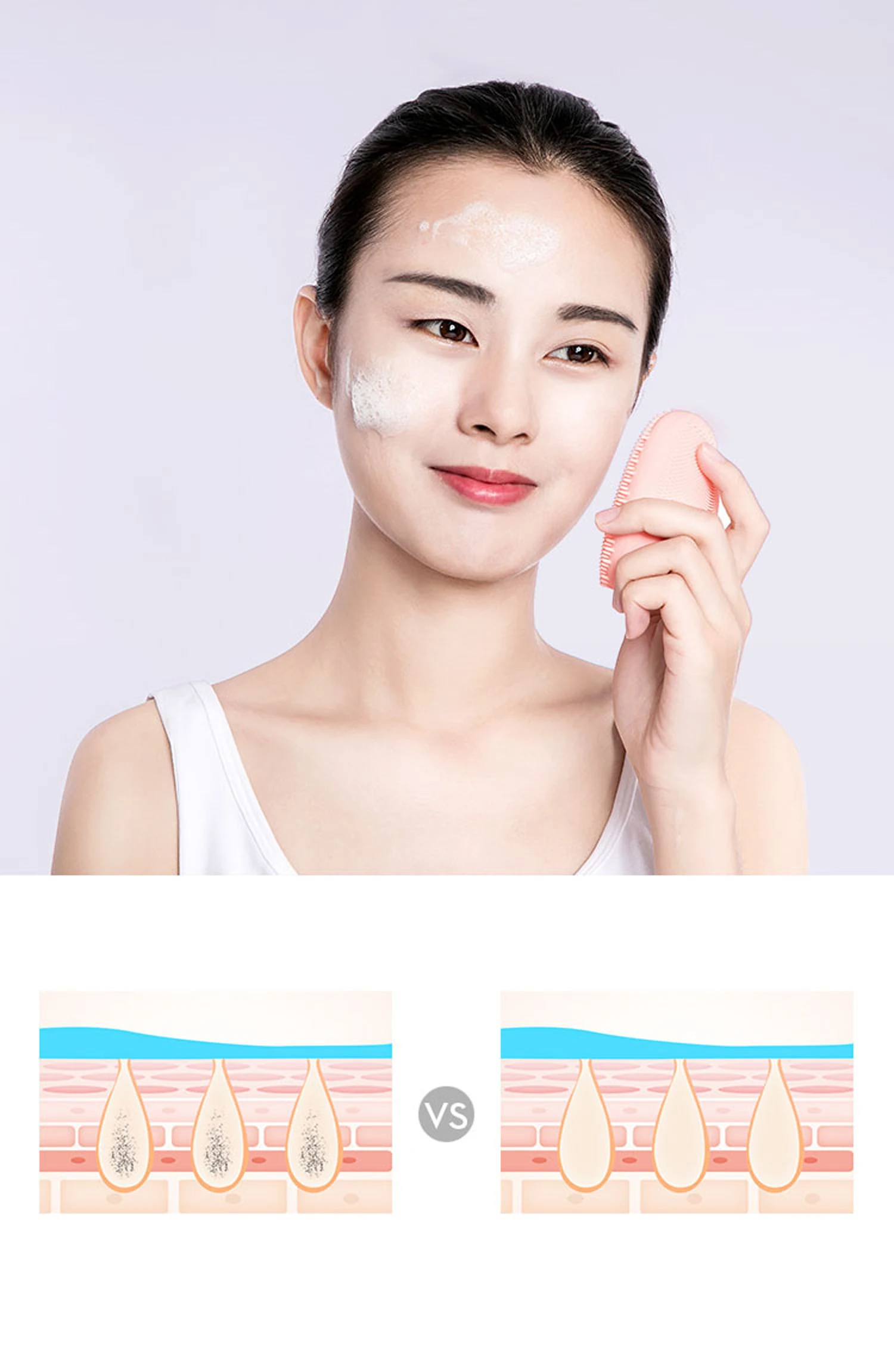 Xiaomi mijia звуковая щетка для очищения лица Мини электрическая Массажная стиральная машина водонепроницаемый силикон глубоко очищающие Инструменты для лица