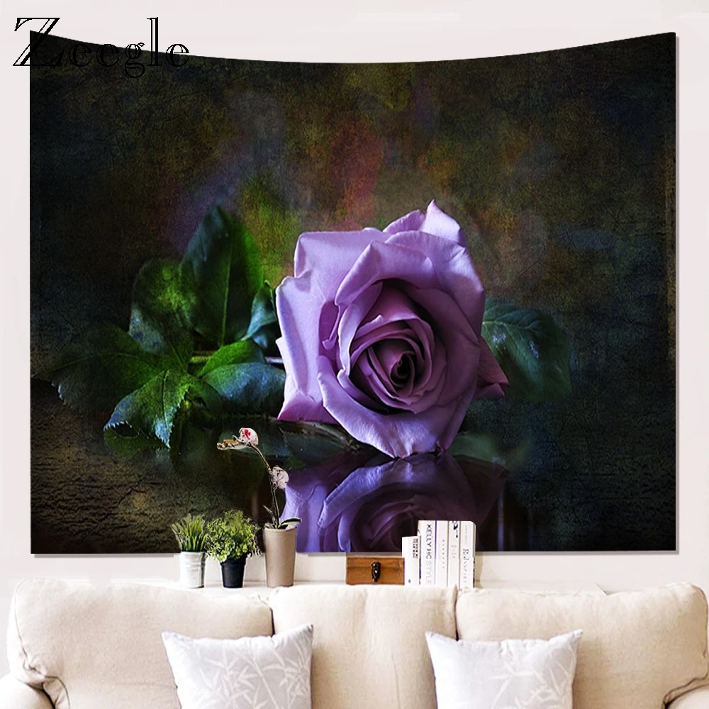 Zeegle 3D Printed Flower Wall Hippie Tapestry Polyester Fabric Home Decor Wall Rug Hanging Big Couch Blanket Bed Account