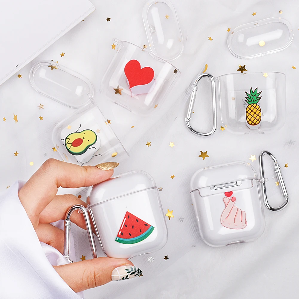 

Cute Wireless Bluetooth Transparent Earphone Case For Apple AirPods Headphones Case Protective Cover