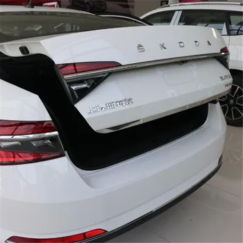 

Accessories fit for16-19 new superb sedan stainless steel rear boot door trunk cover trim tailgate garnish molding strip