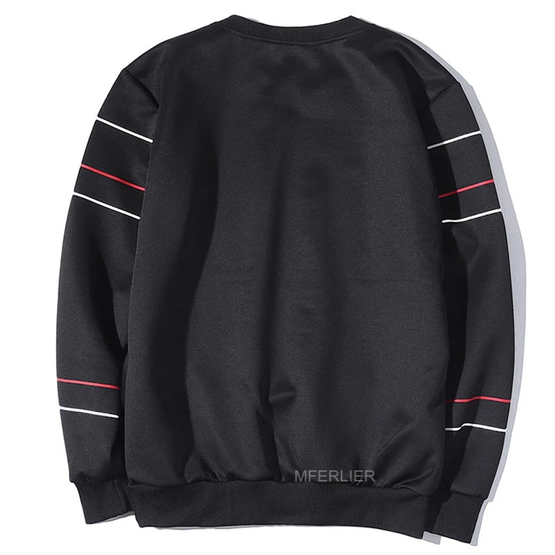 Весна Осень мужские толстовки 5XL 6XL 7XL 8XL 9XL бюст 148 см плюс размер Полосатый мужской свитшот - Цвет: Черный
