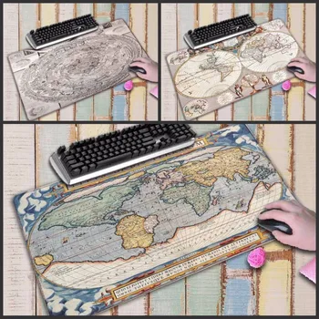 

90X40CM World Map rubber mouse pad large Locking Edge mouse mat desk mats big mousepads gaming rug XL for office gaming
