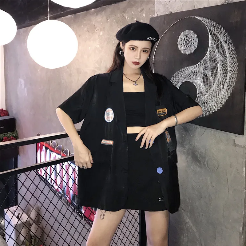 Photo Shoot Korean-style Loose-Fit Mid-length Mixed Colors Design Embroidered Applique Thin Online Celebrity Suit Jacket Women's