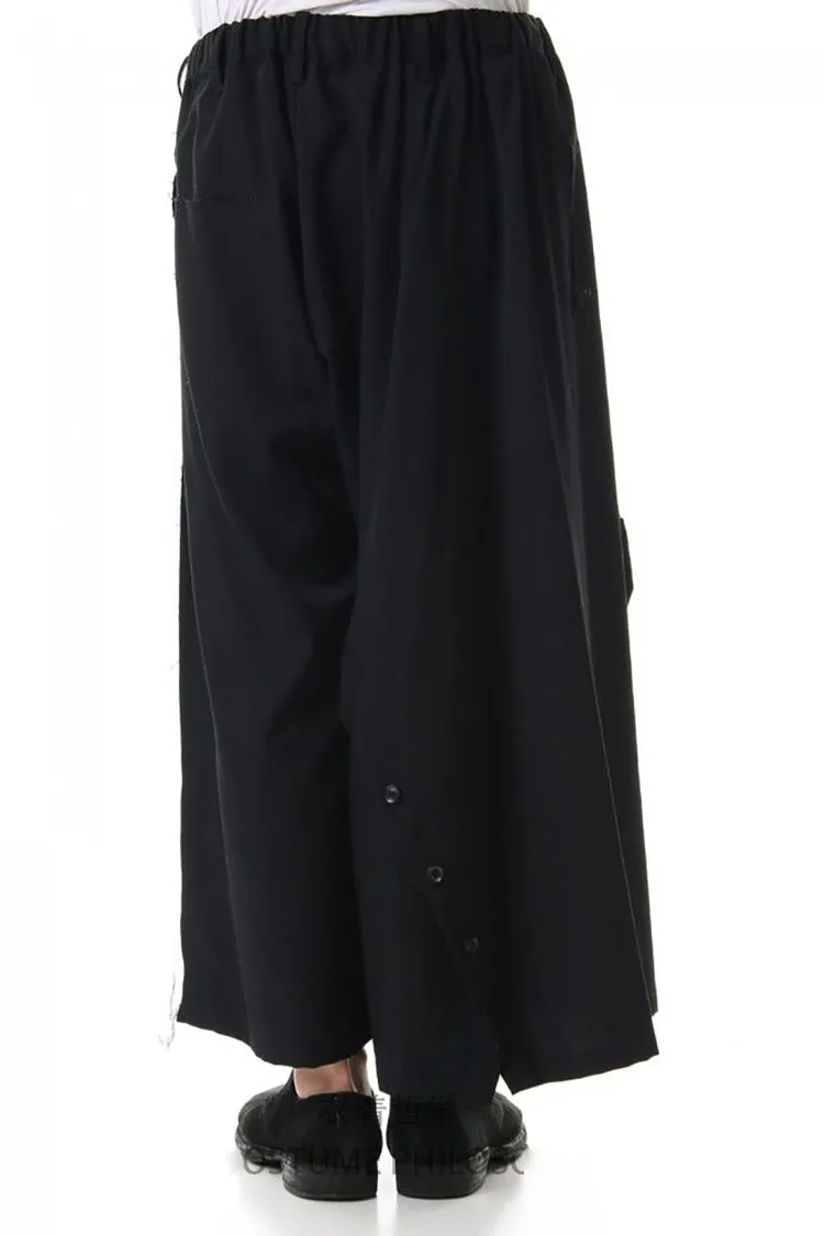 Мужские повседневные брюки широкие юбка асимметричная пуговица модная Мужская
