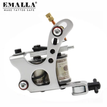 

EMALLA Silver Coil Tattoo Machine 10 Wrap Coils Iron Tattoo Gun Liner And Shader Tattoo Machine Equipment Tattoo Supplies