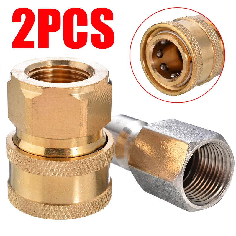 

2pcs 3/8" Quick Release Coupling Adapter to Pressure Washer Coupling Male 3/8" Female Probe Connector for Home Garden Tools