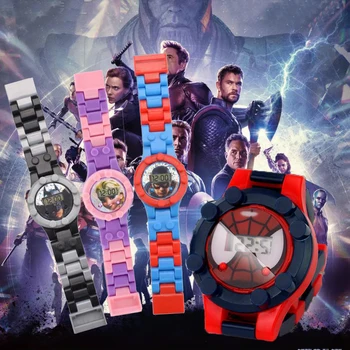 

Batman Spiderman Watch Building Blocks Toy Avengers Figures Bricks Toys Compatible Legoed LegoING Watch for Children Kid Gift