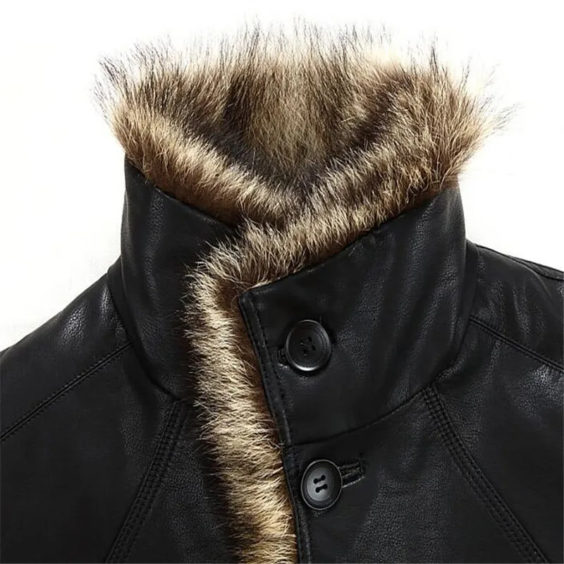Куртка из кожи енота, пальто из меха, модная мужская зимняя кожаная куртка, Мужская одежда, теплое пальто, меховое пальто