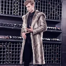 Осенняя Длинная кожаная куртка из искусственного меха норки, Мужская зимняя утолщенная теплая меховая кожаная куртка, мужские свободные куртки, модные B239