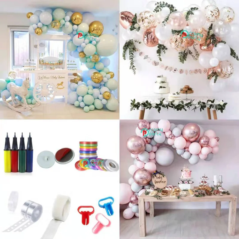 

PVC Balloons Rubber Pump Hook Balloon Glue Chain Arch Decor Happy Birthday Wedding Party Ballons Accessories Backdrop Decor