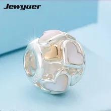 День матери светящиеся сердца коллекция амулеты серебро 925 пробы ювелирные изделия Золотой шарм в форме сердца подходят браслеты из бисера diy Memnon GD093