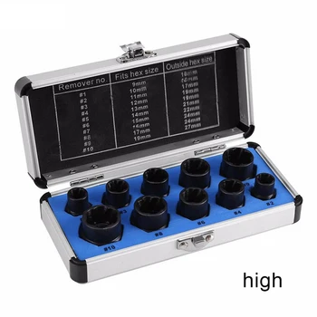 

10pcs/Set Damaged Bolts Nuts Screws Remover Extractor Removal Tools Set Threading Tool Kit Black Nuts LB88
