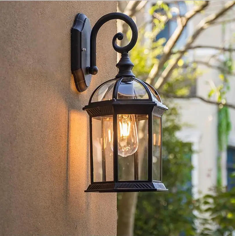 Vintage Wall Lamp E27 Bulb Sconce Light Fixtures Black Bronze LED Wall Lights Outdoor Porch House Home Yard Garden Lighting