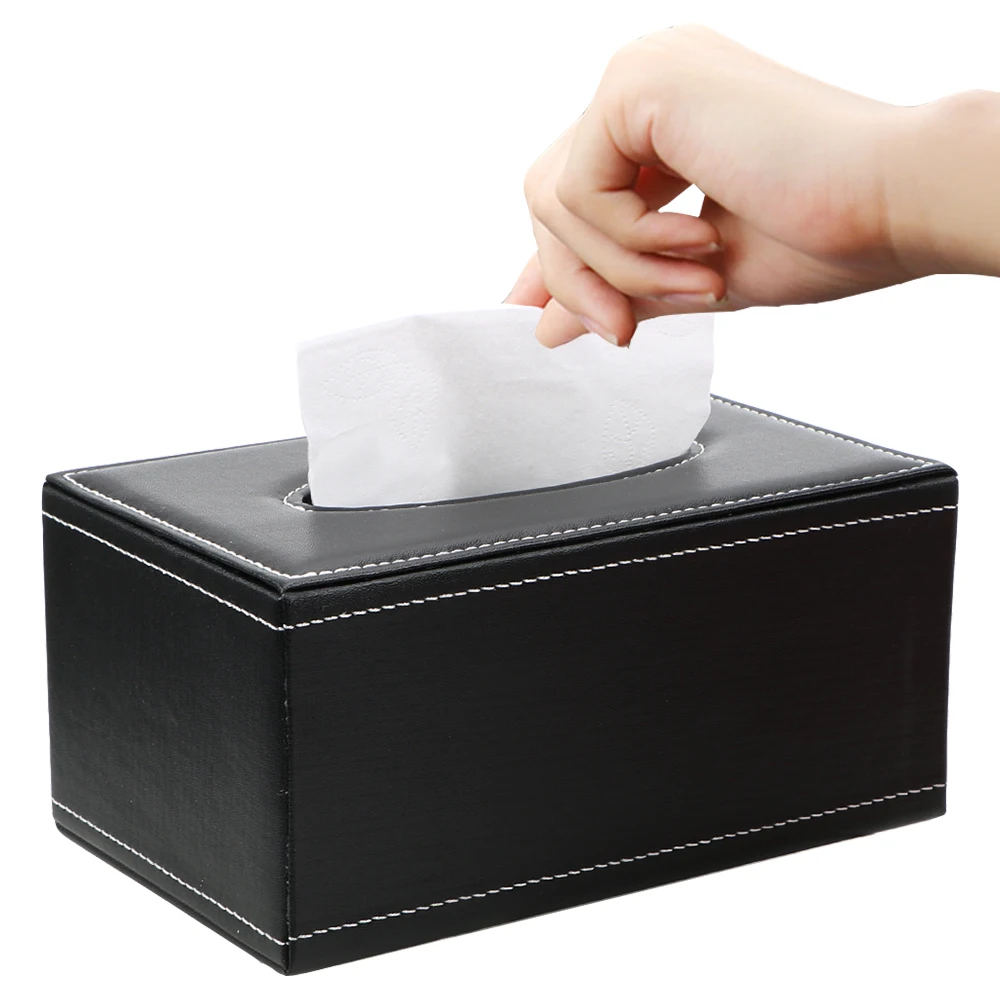 Tissue Box Dispenser Napkin Holder PU Leather Tissue Boxes Rectangular Napkin Box Tissue Paper Holder Home Kitchen Organization Home Supplies Anti-moisture