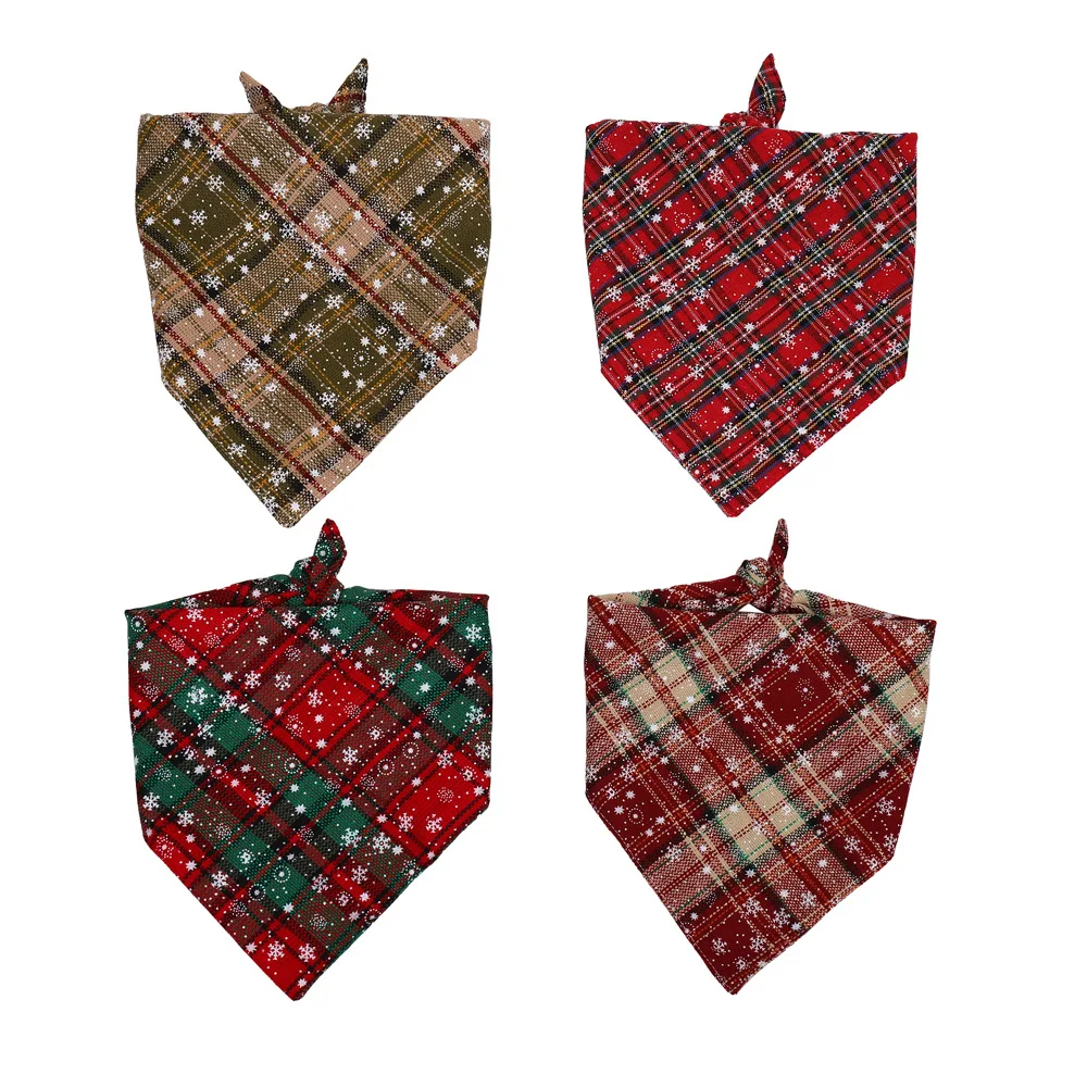 

Cat Necklace Collar with Bell Cats Small Dogs Snowflake triangle towel Christmas towel double pet drool towel pet accessories