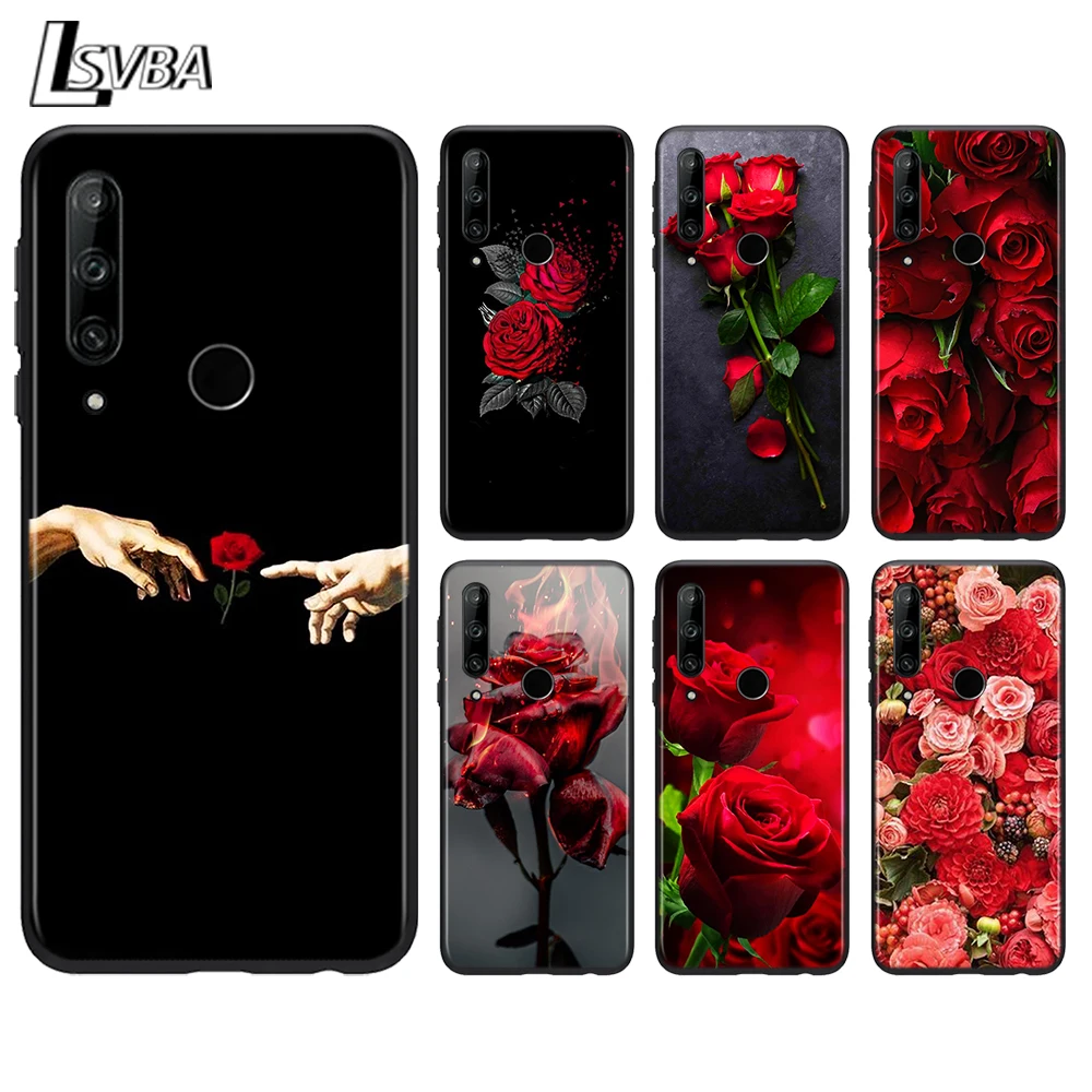 Красивые красные розы для Huawei Честь 9A 9C 9S 9X 10 9 Lite 30 20 Pro 10i 8X 8 8A 7A 7C силиконовый чехол