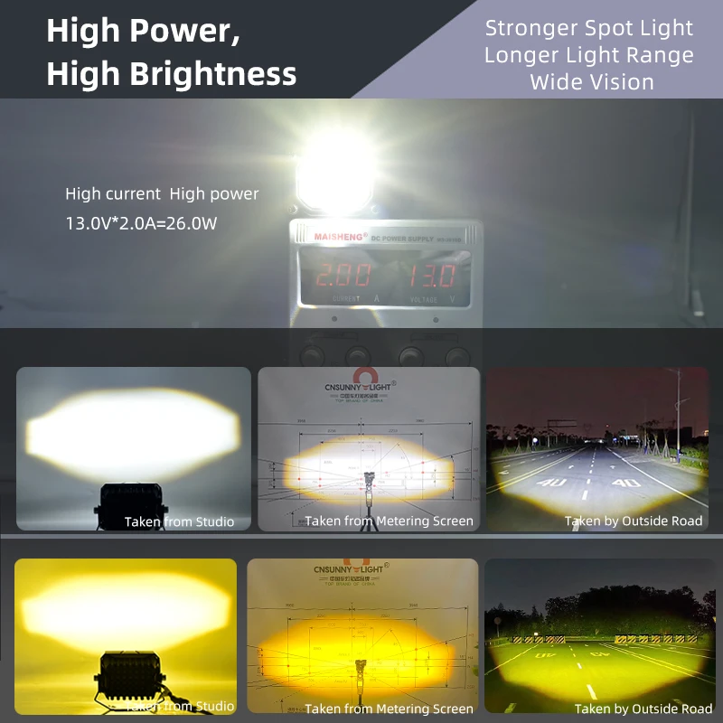 

CNSUNNYLIGHT Mini Lens Dual Colors LED Projector Work Fog Lights Car Spotlight Motorcycle Bicycle 8000Lm 12V Headlamps For Jeep