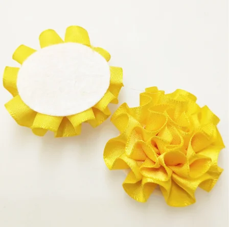 YELLOW 11 цветов " 11 шт сложенные тканевые цветы diy атласная лента капуста стиль слоеные цветы для головных уборов одежды цветочные аксессуары - Цвет: YELLOW